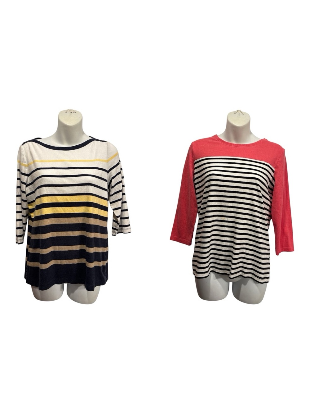 Christopher & Banks & Kim Rogers 3/4 sleeve striped tops SZ Med black, white